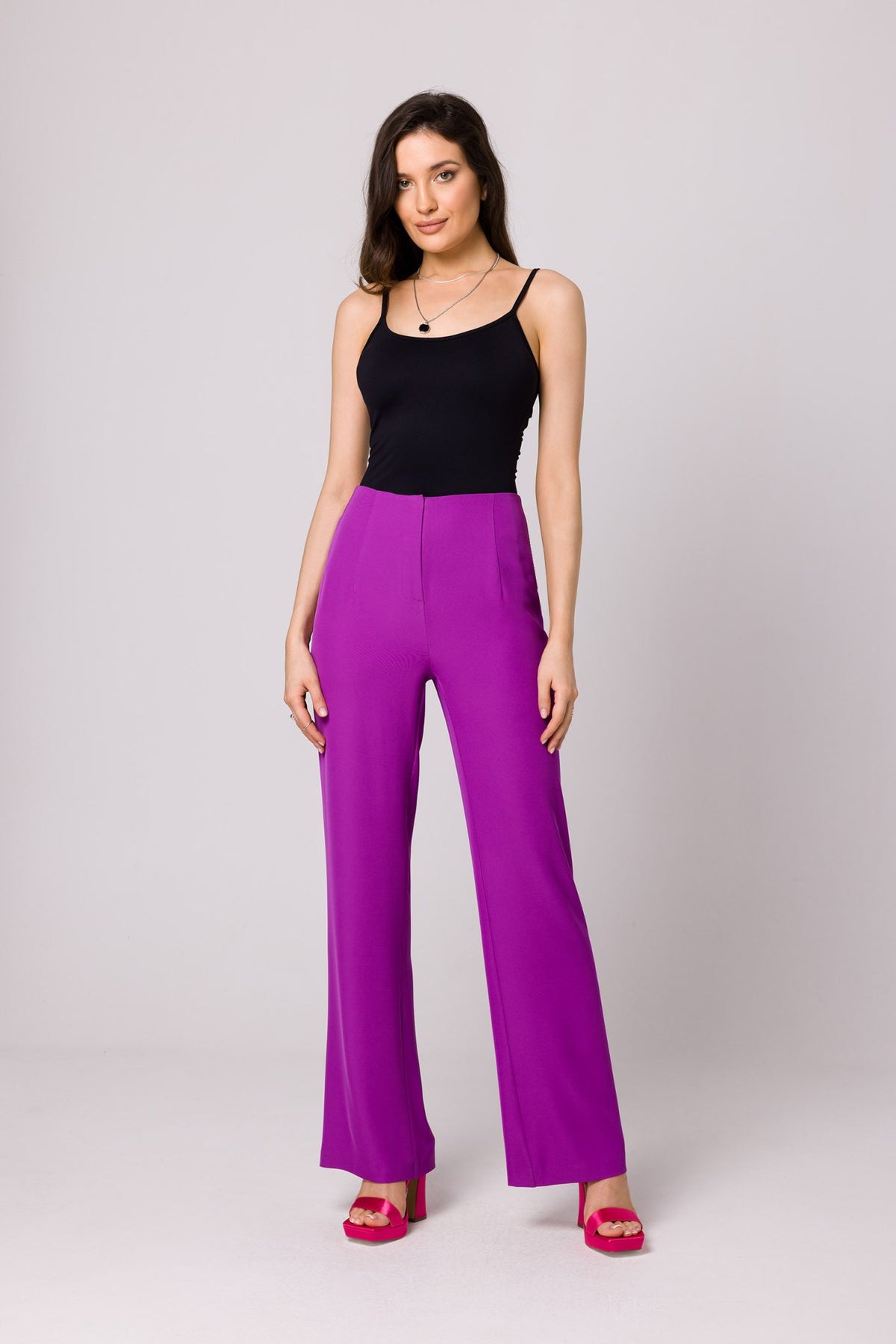 Versatile High-Waist Coral Trousers