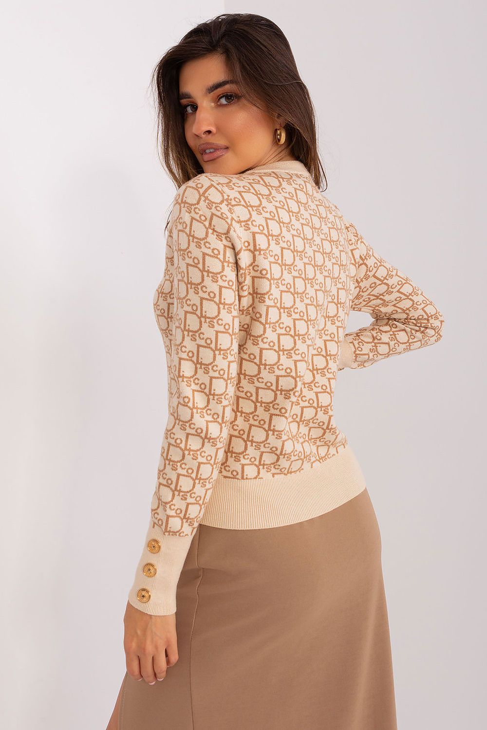 Viscose Jumper with Button Cuffs - Michelle & Kenza Co.