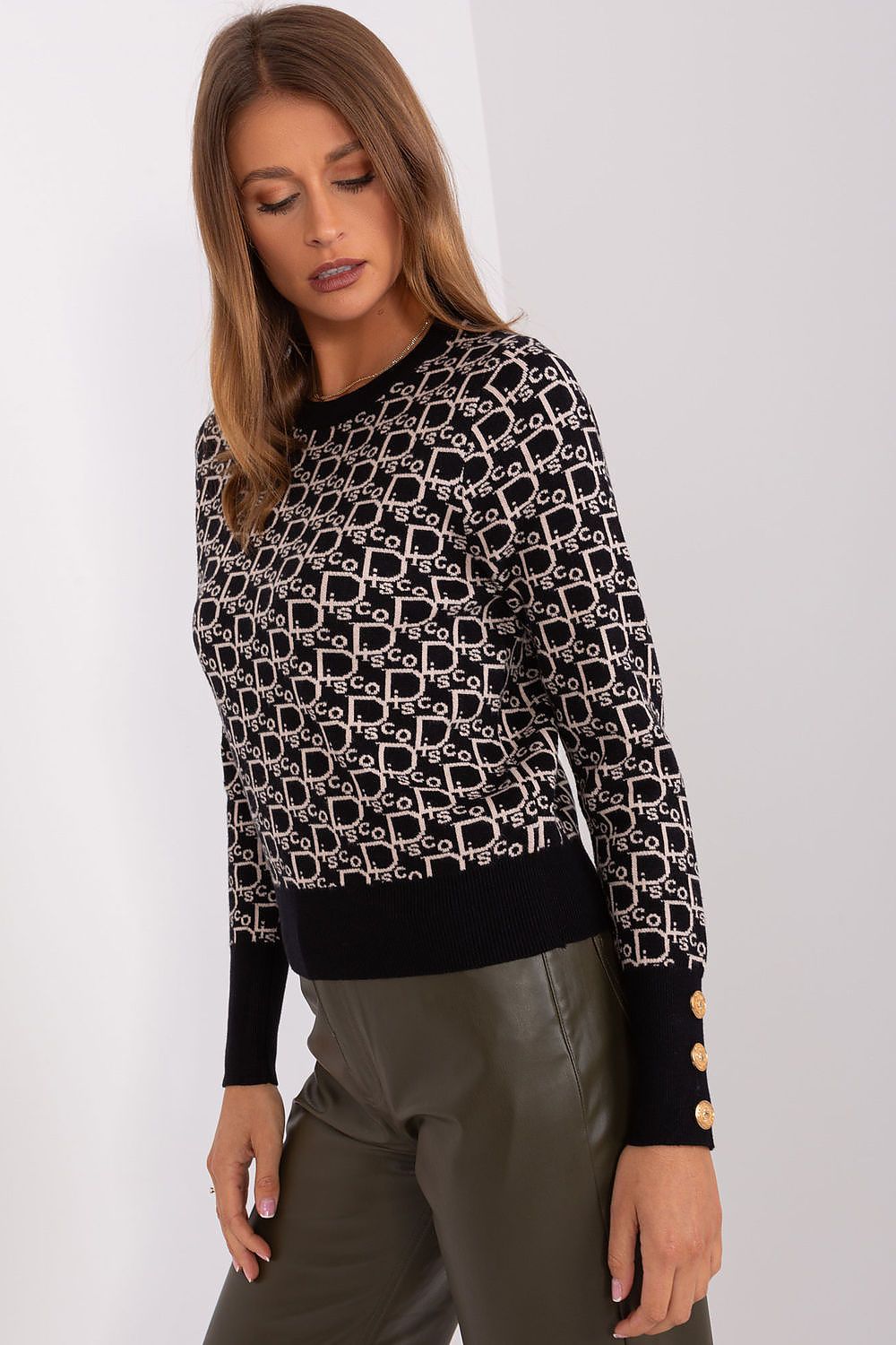 Viscose Jumper with Button Cuffs - Michelle & Kenza Co.