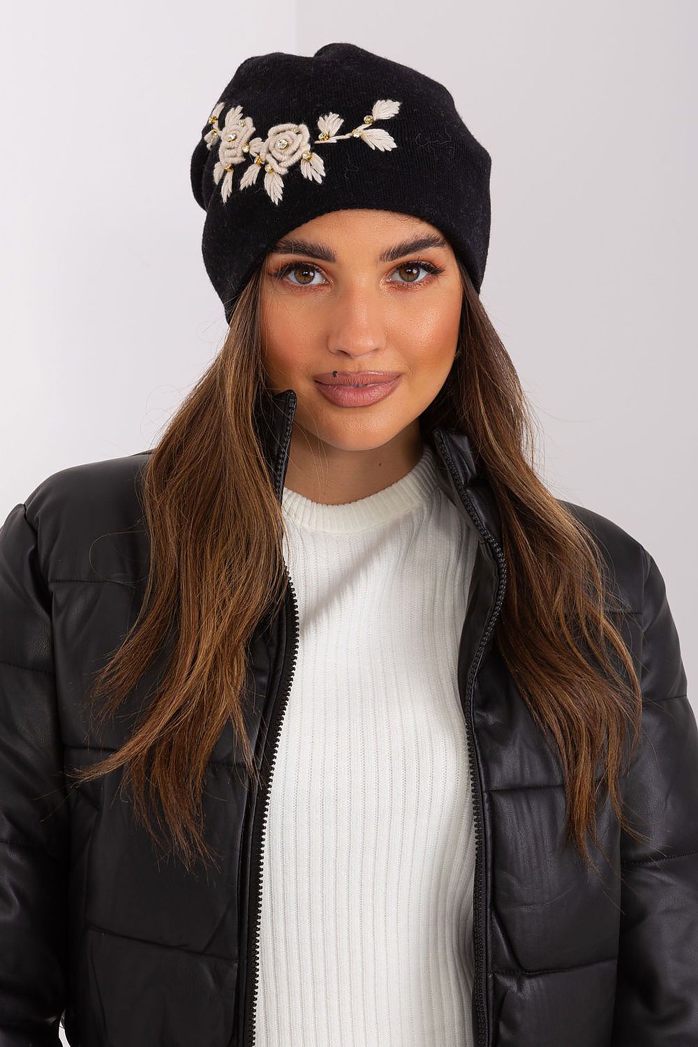 Knit Cap with Decorative Applique - Michelle & Kenza Co.