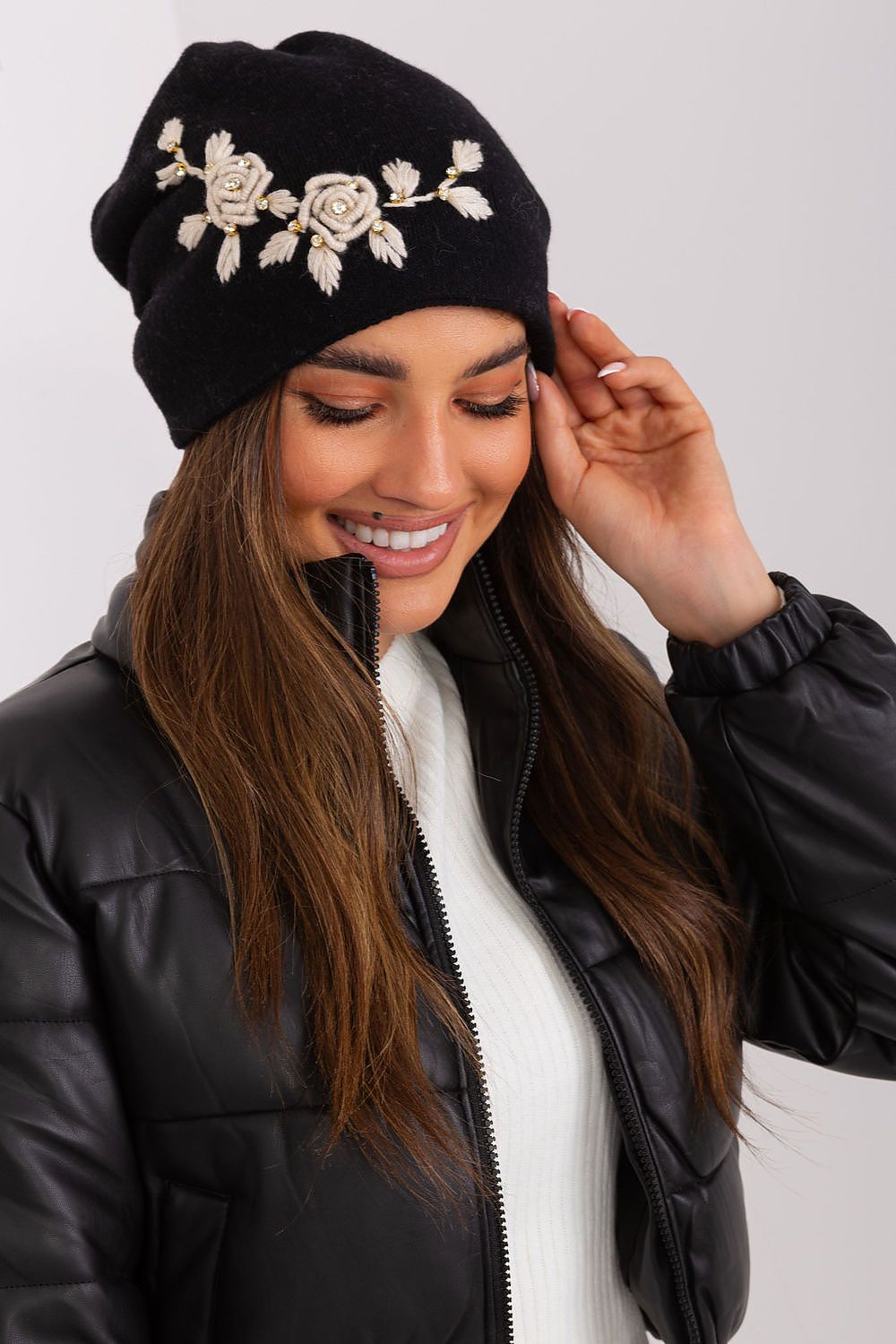 Knit Cap with Decorative Applique - Michelle & Kenza Co.