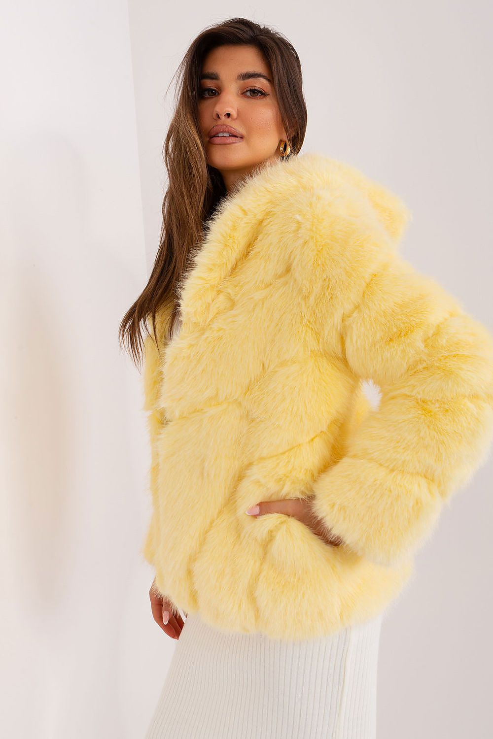 Fur Jacket with Hood and Pockets - Michelle & Kenza Co.