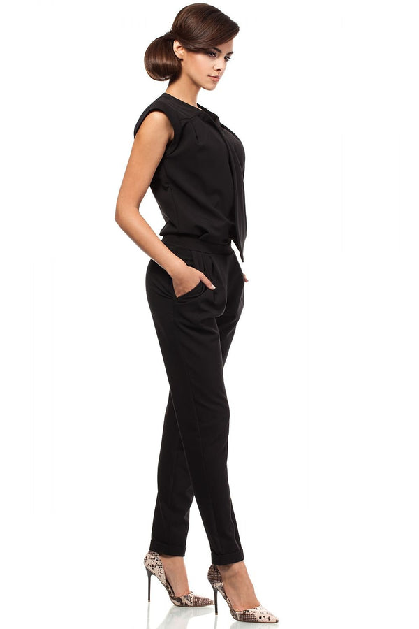 Tapered Sleeveless Jumpsuit with Pockets