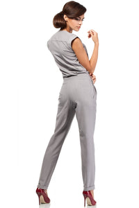 Tapered Sleeveless Jumpsuit with Pockets