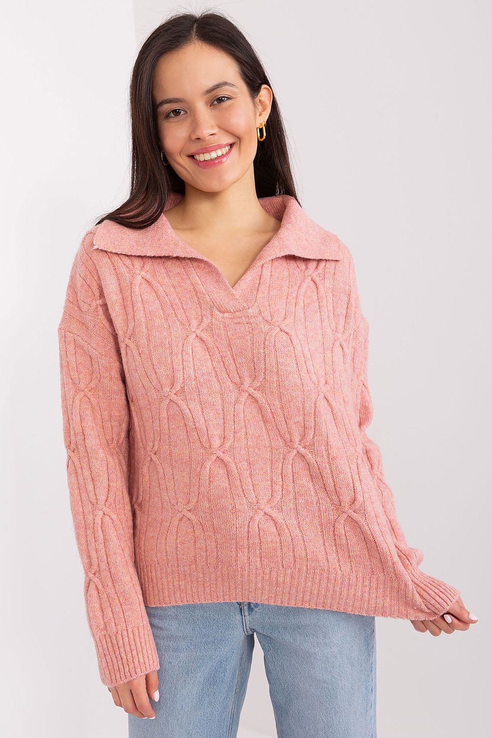 Elegant Collar Acrylic Sweater