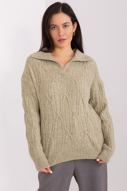 Elegant Collar Acrylic Sweater