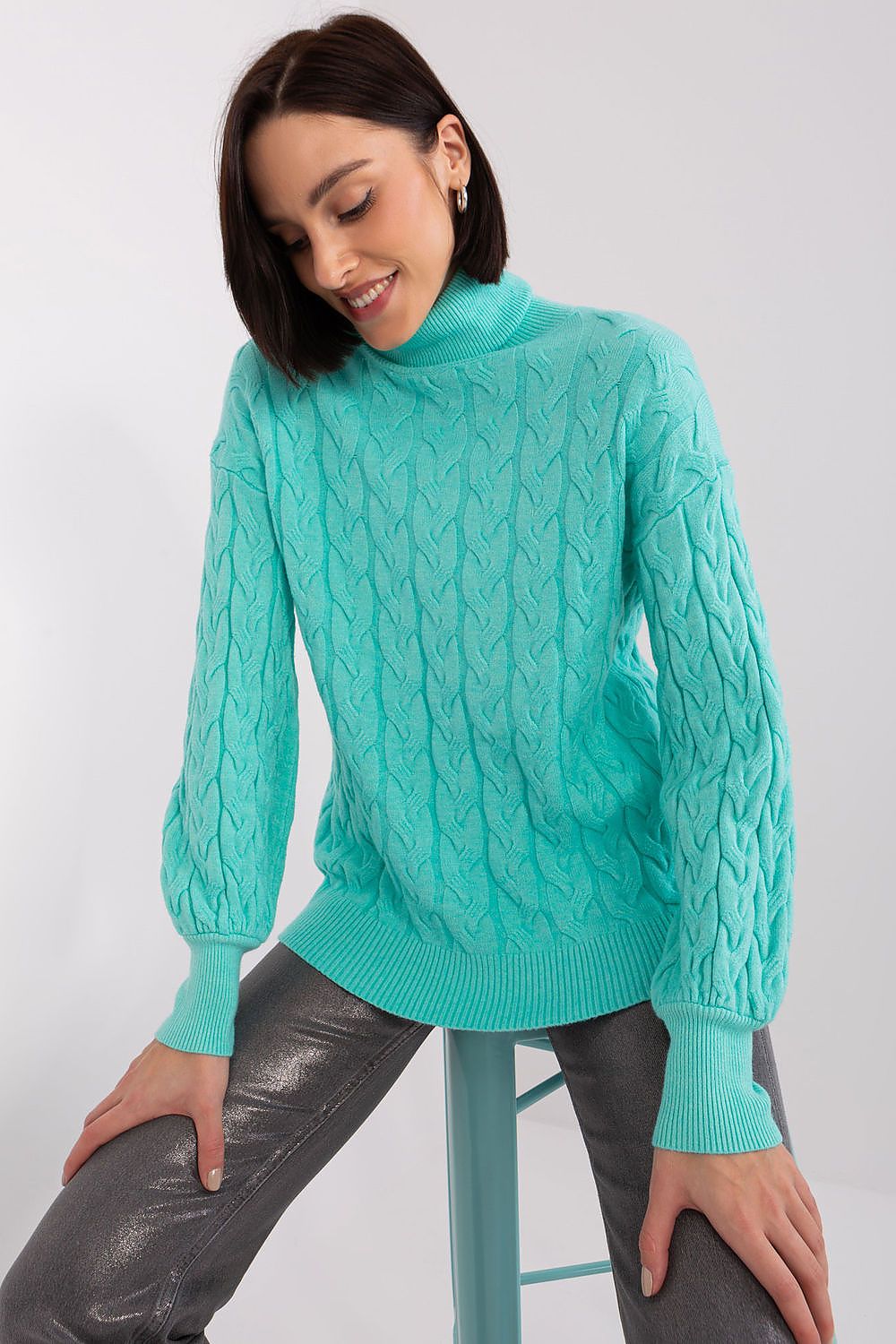 Variegated Knit Turtleneck with Plaid Weave - Michelle & Kenza Co.