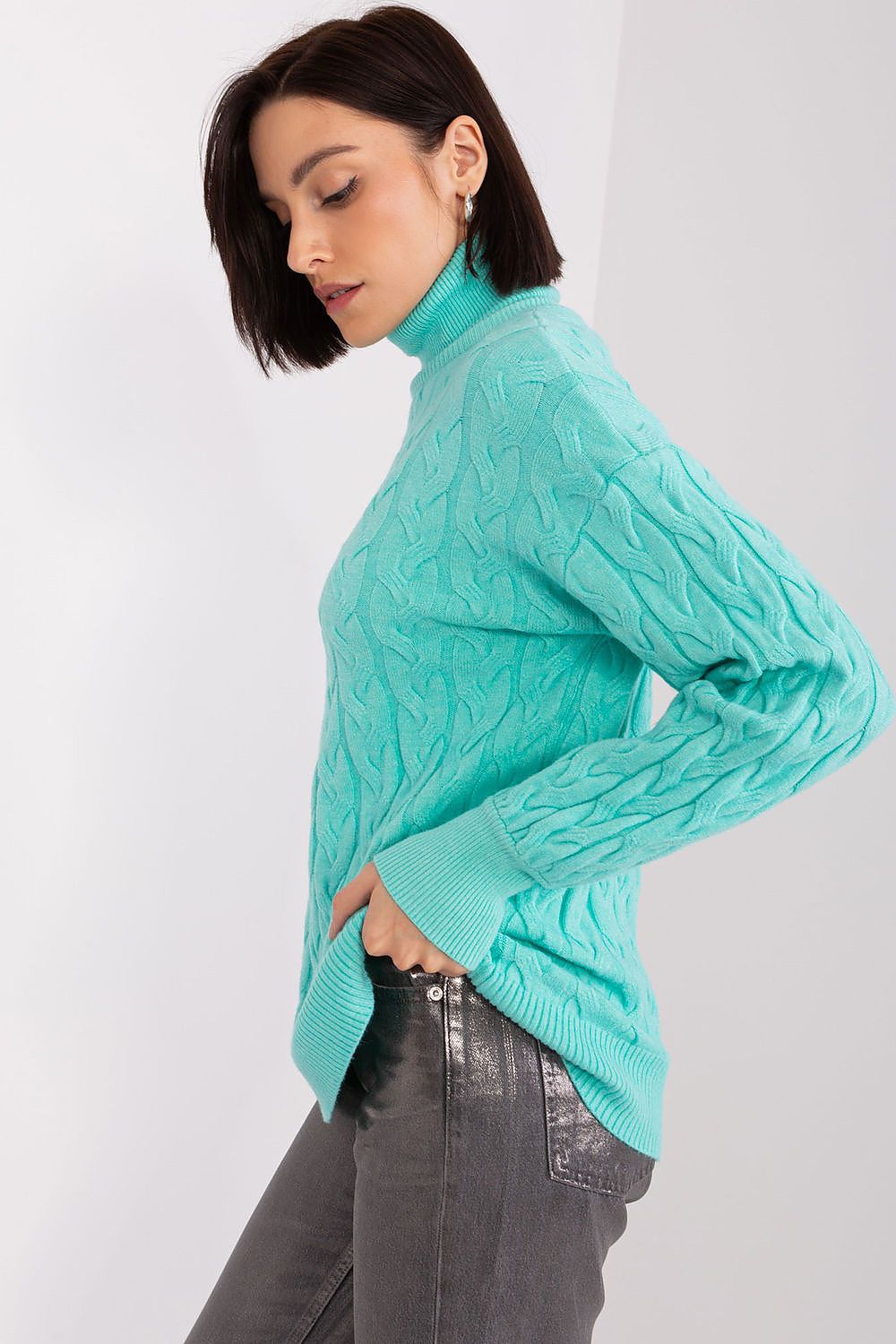 Variegated Knit Turtleneck with Plaid Weave - Michelle & Kenza Co.