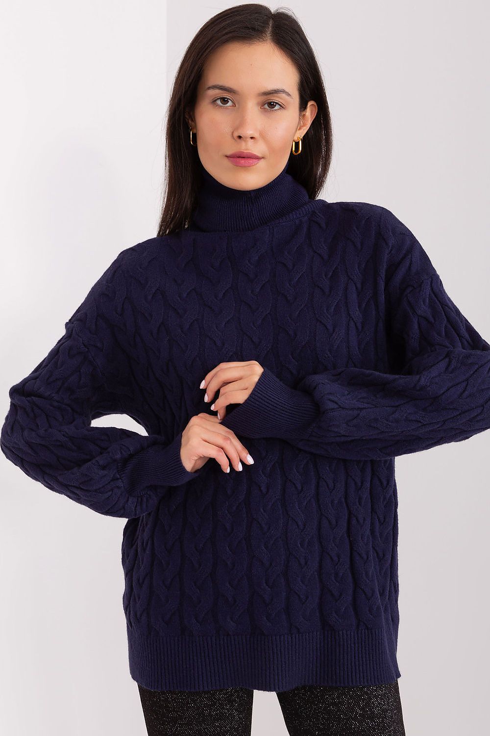 Plaid Weave Turtleneck Sweater