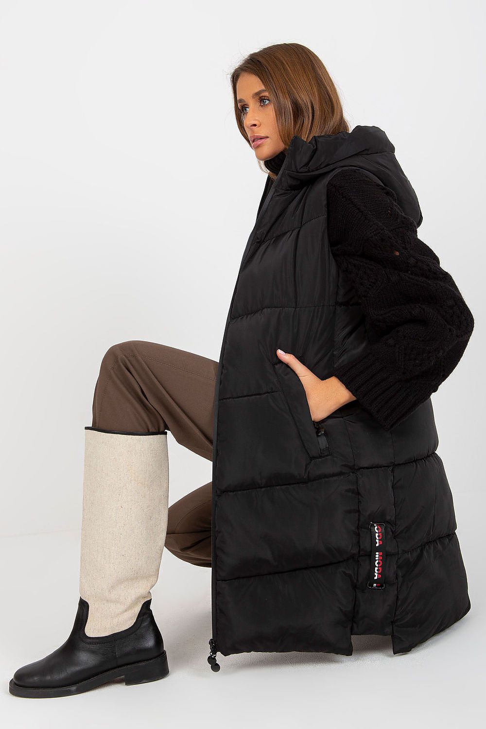 Down Quilted Gilet with Hood and Zippered Closure - Michelle & Kenza Co.