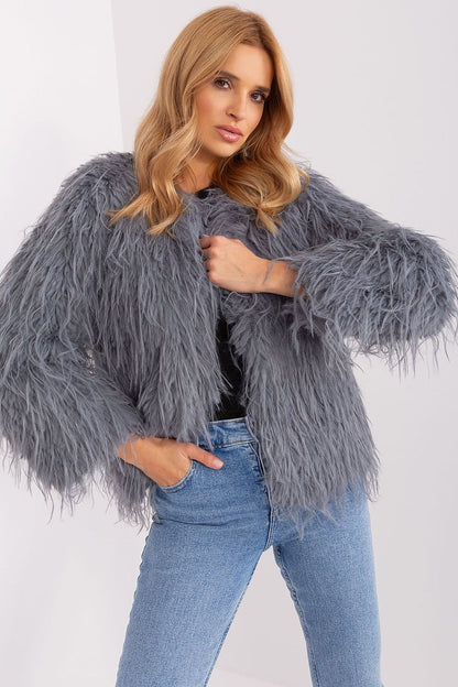 Fur Finish Jacket with Elegant Hook Fastenings - Michelle & Kenza Co.