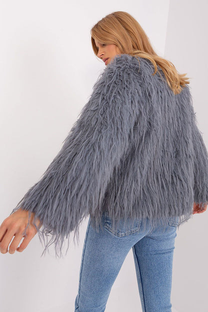 Fur Finish Jacket with Elegant Hook Fastenings - Michelle & Kenza Co.