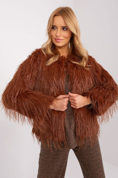 Fur Finish Jacket with Elegant Hook Fastenings - Michelle & Kenza Co.