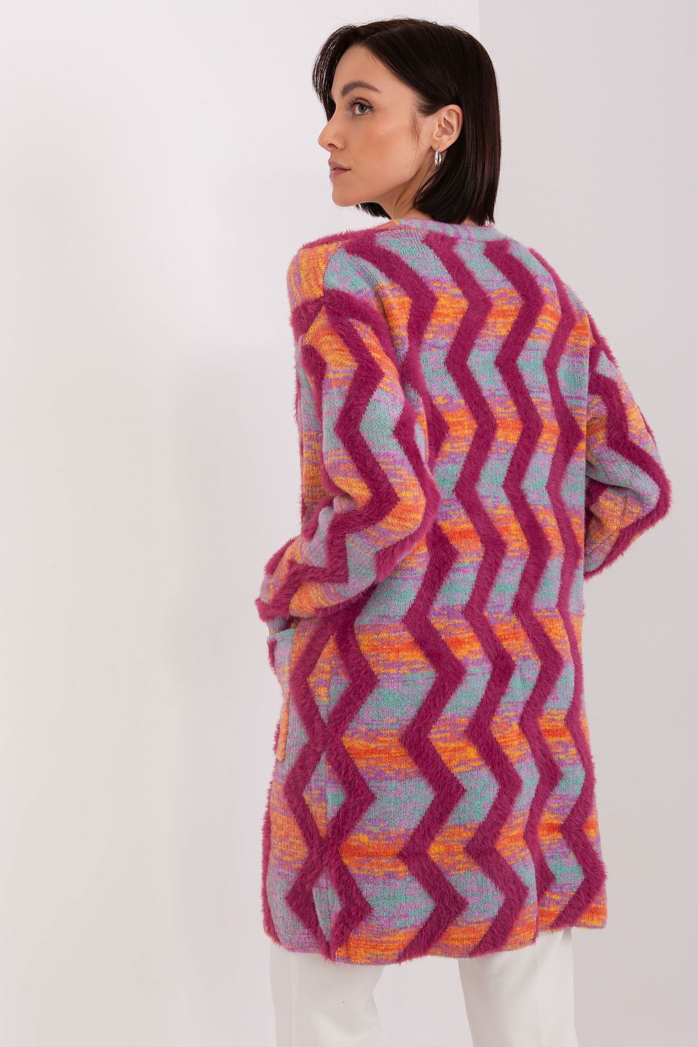 Geometric Pattern Casual Long Cardigan