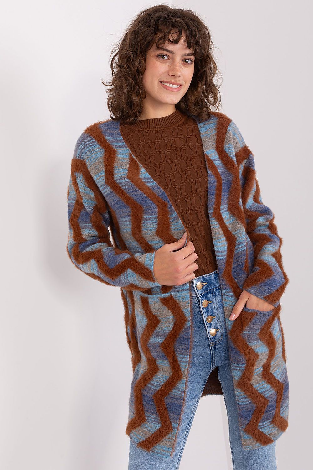 Geometric Pattern Casual Long Cardigan