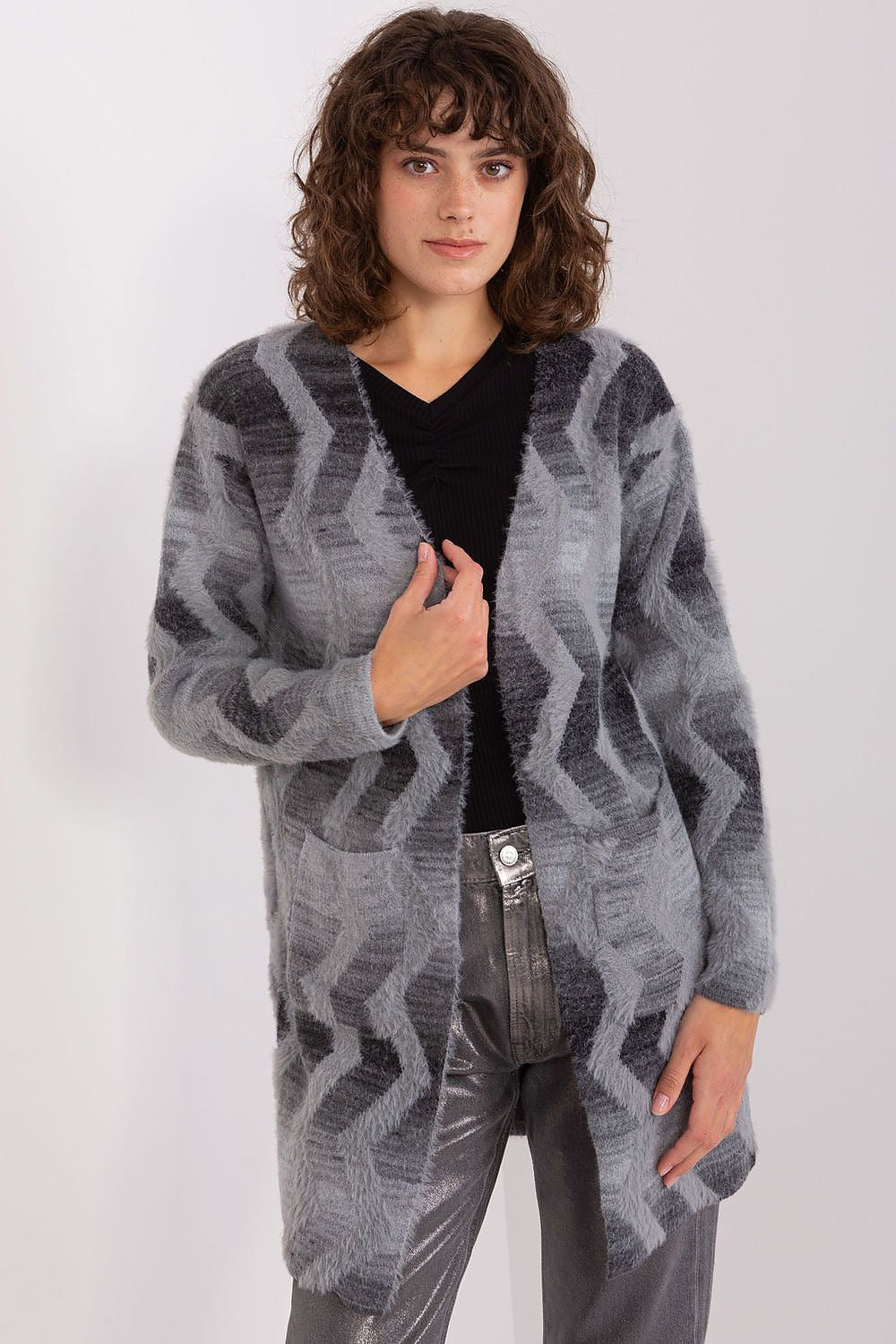 Geometric Pattern Casual Long Cardigan