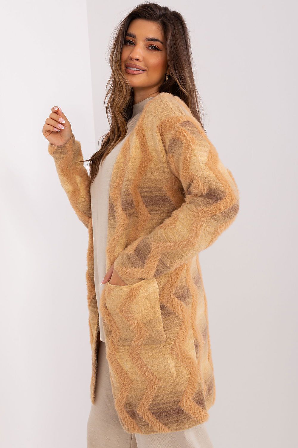 Geometric Pattern Casual Long Cardigan