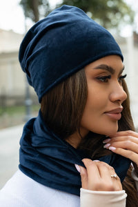 Soft Velour Cap and Snood Set