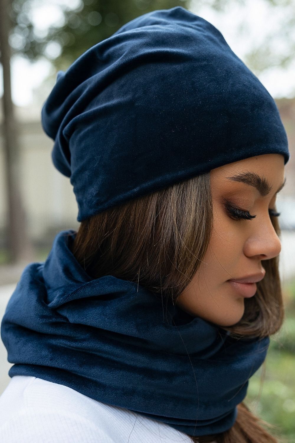 Soft Velour Cap and Snood Set