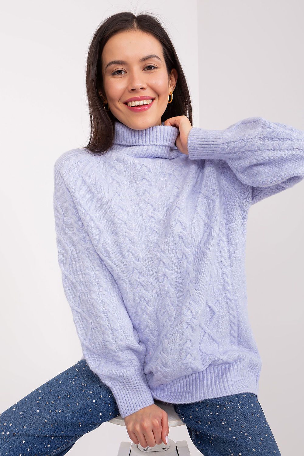 Plaid Turtleneck Acrylic Sweater