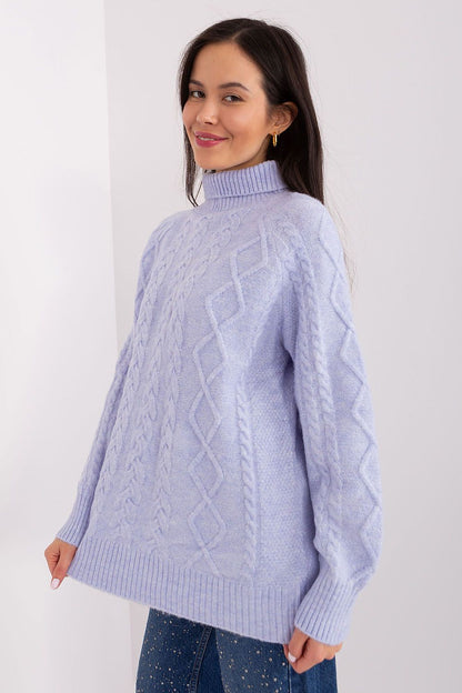 Plaid Turtleneck Acrylic Sweater