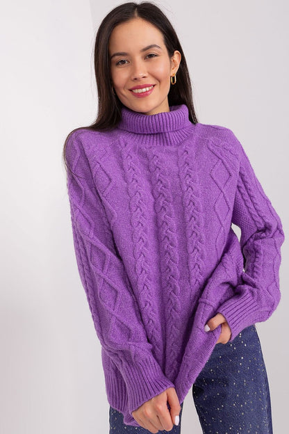 Plaid Turtleneck Acrylic Sweater