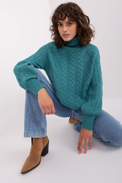 Plaid Turtleneck Acrylic Sweater