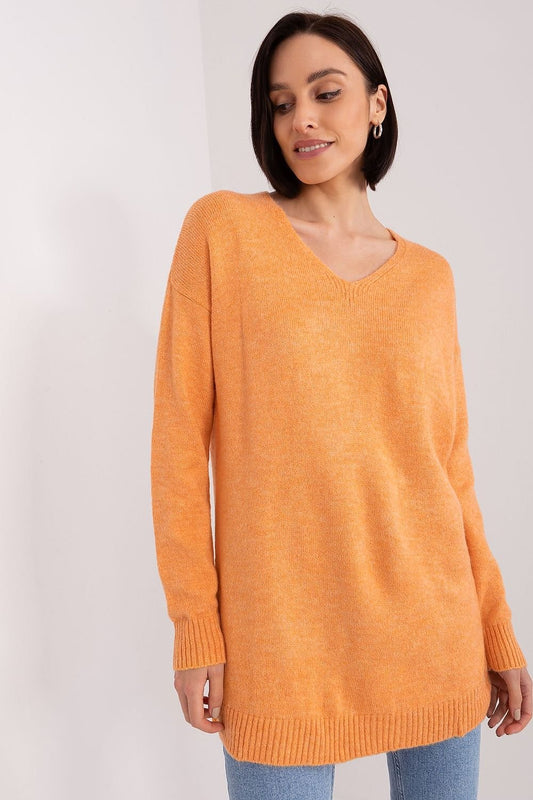 Heart Neck Long Sleeve Sweater