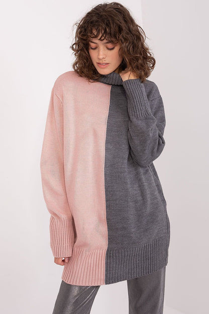 Two-Tone Turtleneck Sweater