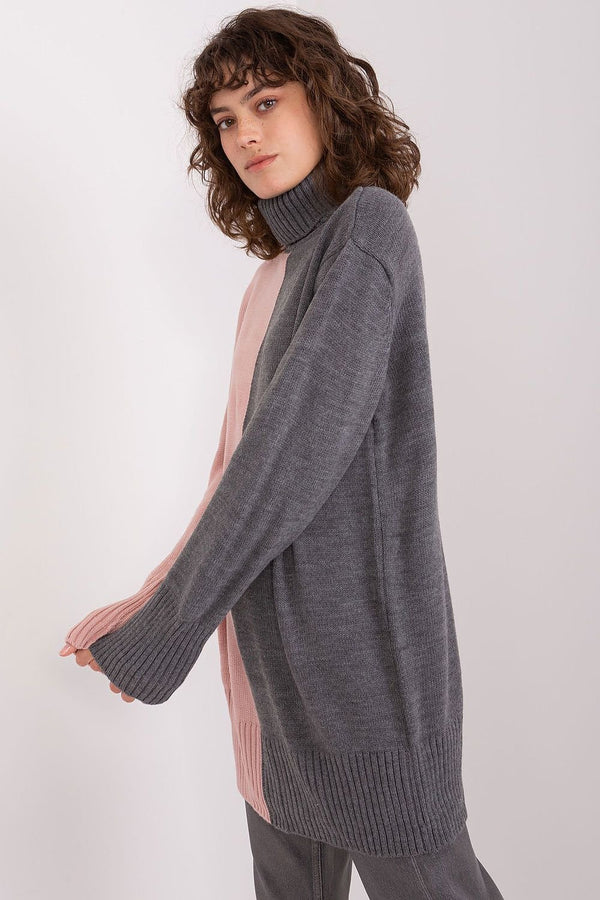 Ella Two-Tone Turtleneck Sweater