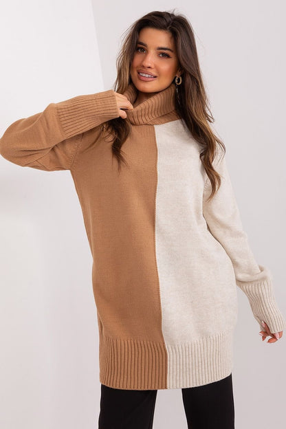 Two-Tone Turtleneck Sweater