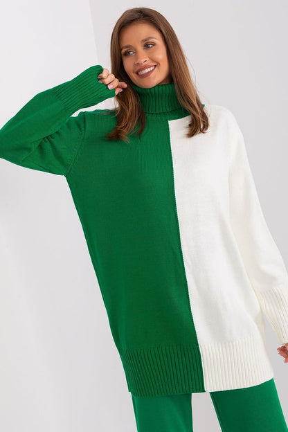 Two-Tone Turtleneck Sweater