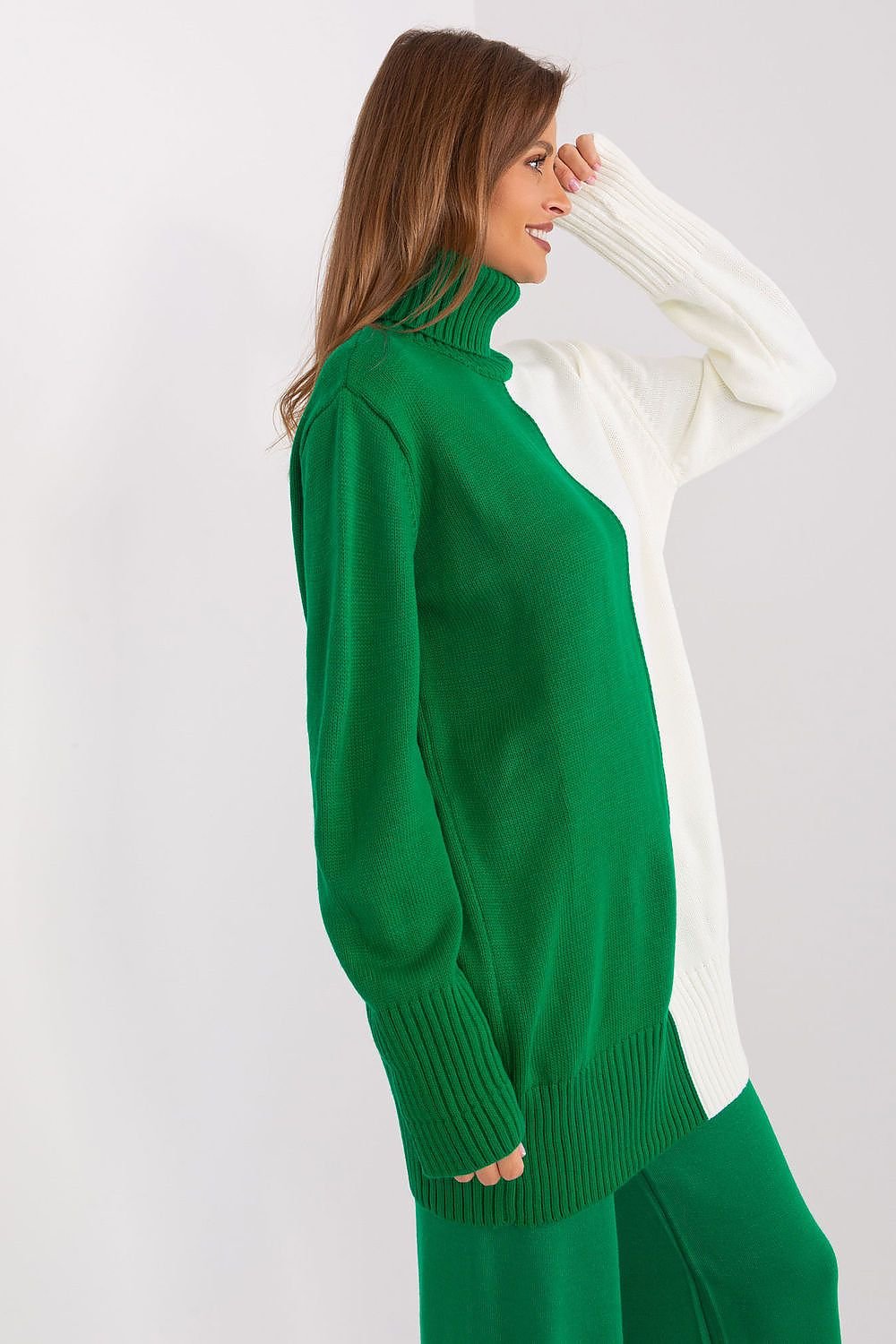 Two-Tone Turtleneck Sweater