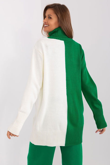 Two-Tone Turtleneck Sweater