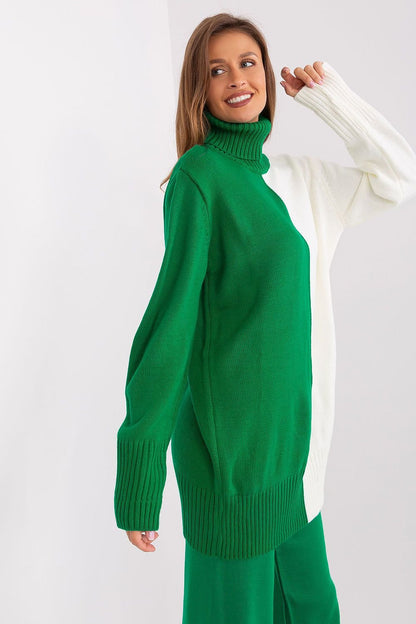 Two-Tone Turtleneck Sweater