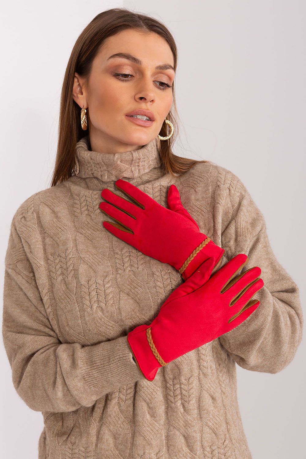 Braided Floral Touch Gloves