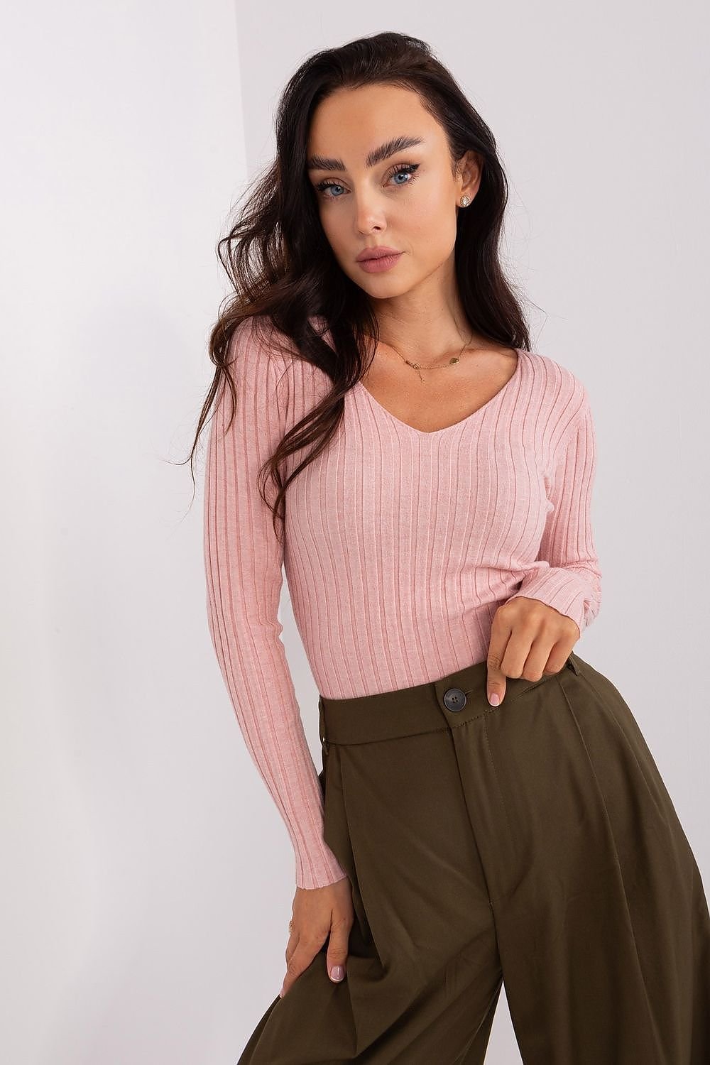 Ribbed V Neck Sweater