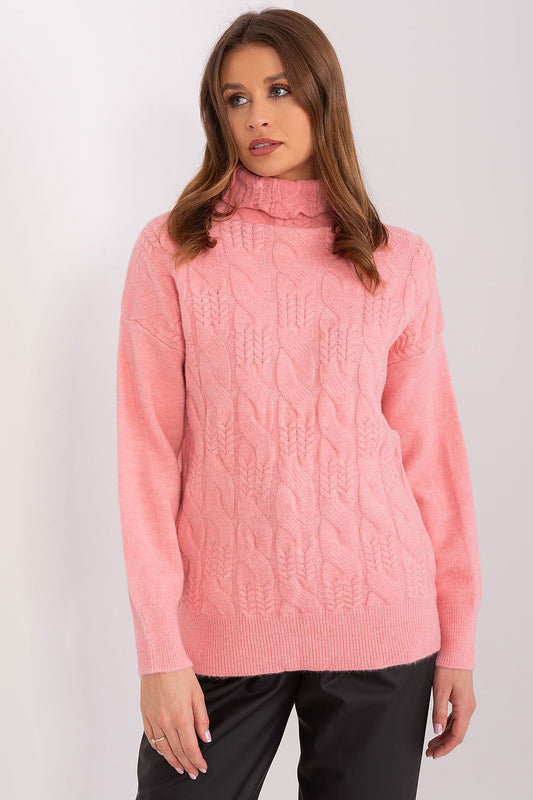 Acrylic Turtleneck Sweater with Variegated Weave - Michelle & Kenza Co.