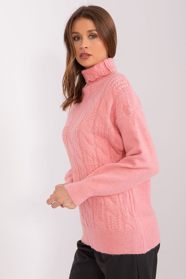 Acrylic Turtleneck Sweater with Variegated Weave - Michelle & Kenza Co.