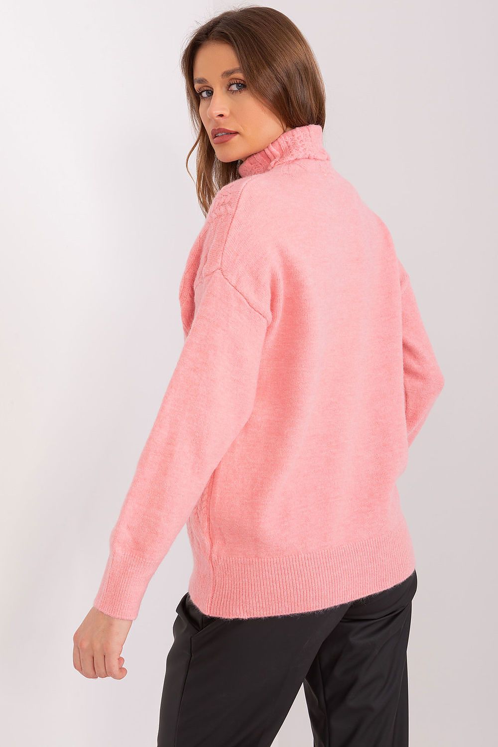 Acrylic Turtleneck Sweater with Variegated Weave - Michelle & Kenza Co.