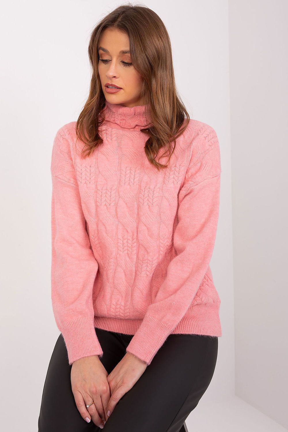 Acrylic Turtleneck Sweater with Variegated Weave - Michelle & Kenza Co.