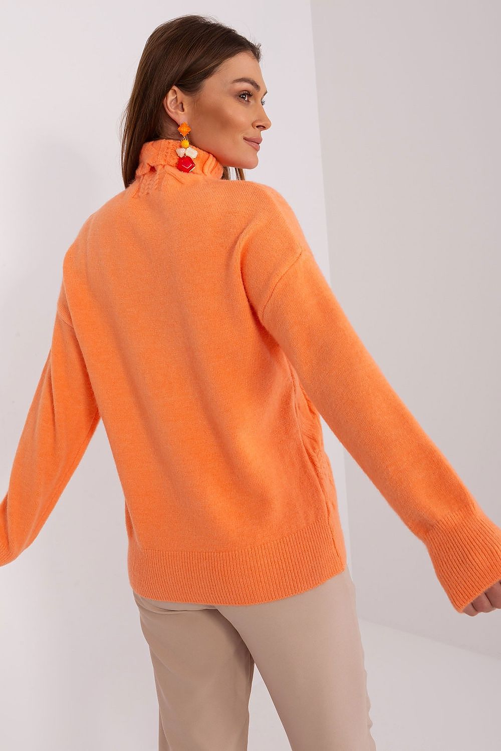 Acrylic Turtleneck Sweater with Variegated Weave - Michelle & Kenza Co.