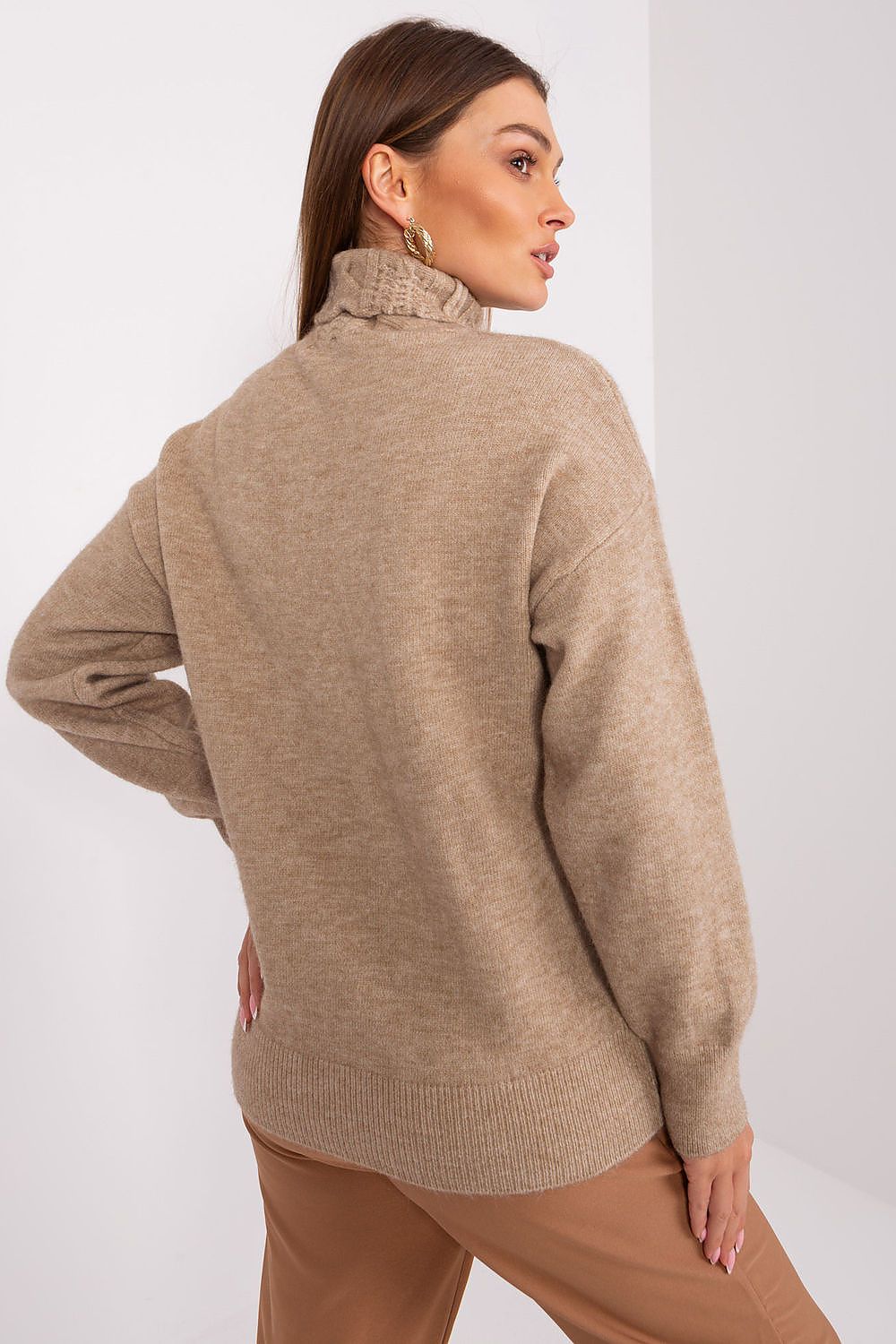 Acrylic Turtleneck Sweater with Variegated Weave - Michelle & Kenza Co.