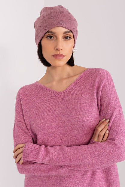 Cashmere Blend Beanie Hat with Decorative Rhinestone - Michelle & Kenza Co.