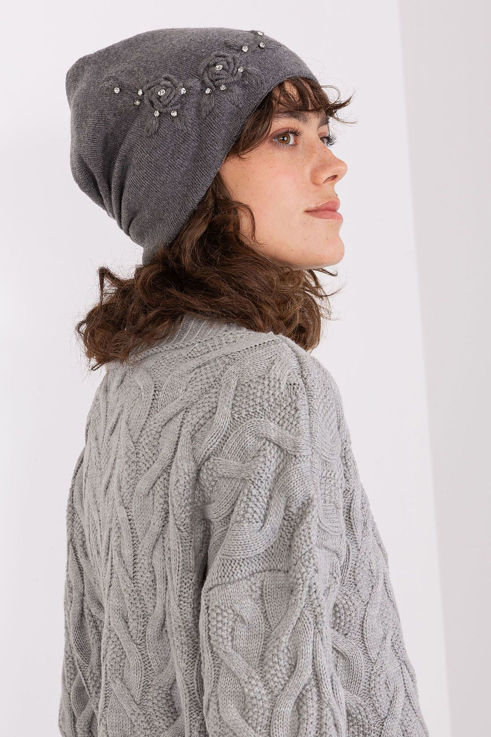 Elegant Knit Cap with Applique