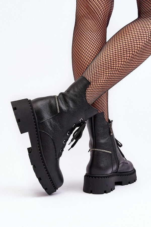 Shearling Lined Leather Platform Boots