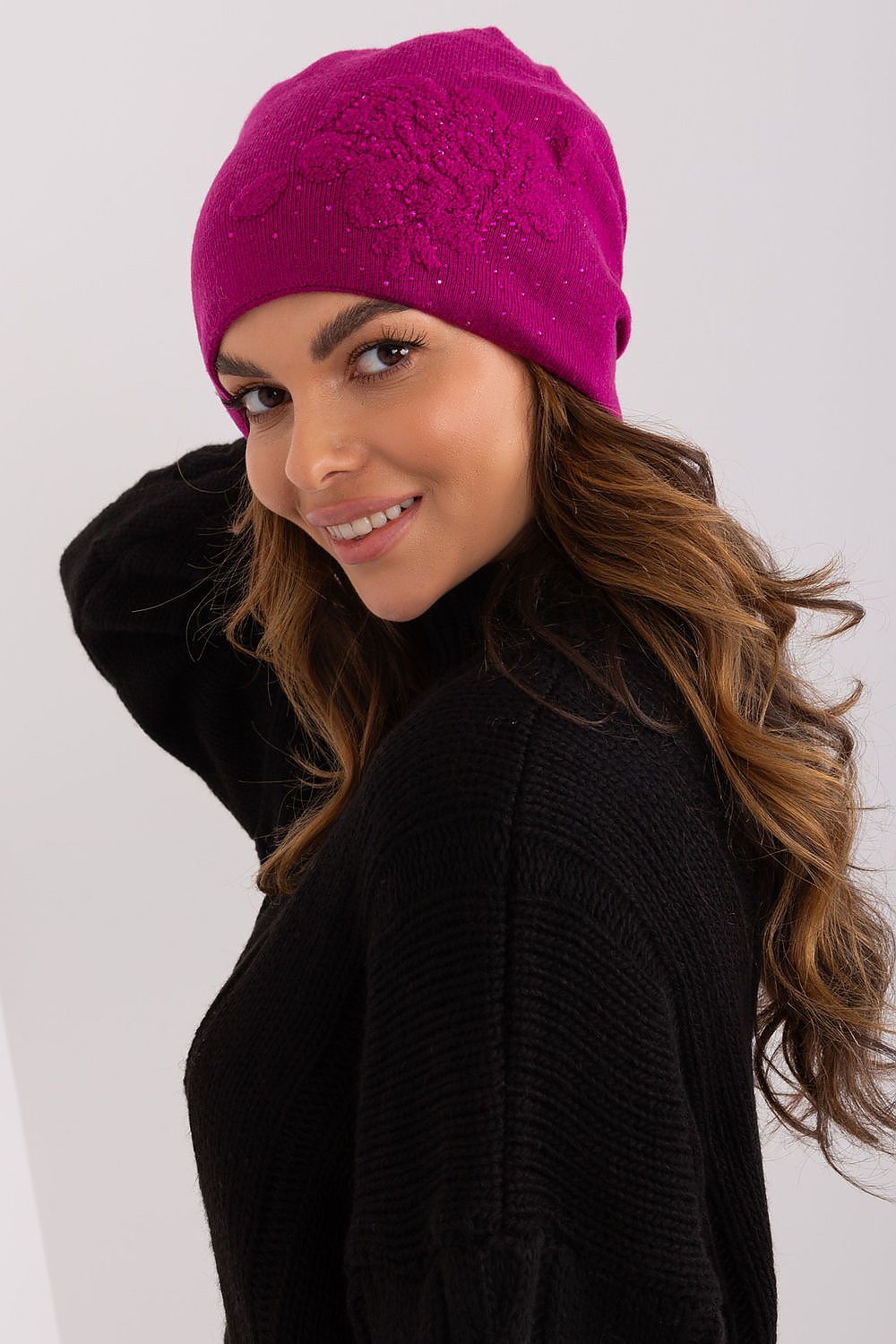 Cashmere Beanie Hat with Rhinestone Detail - Michelle & Kenza Co.