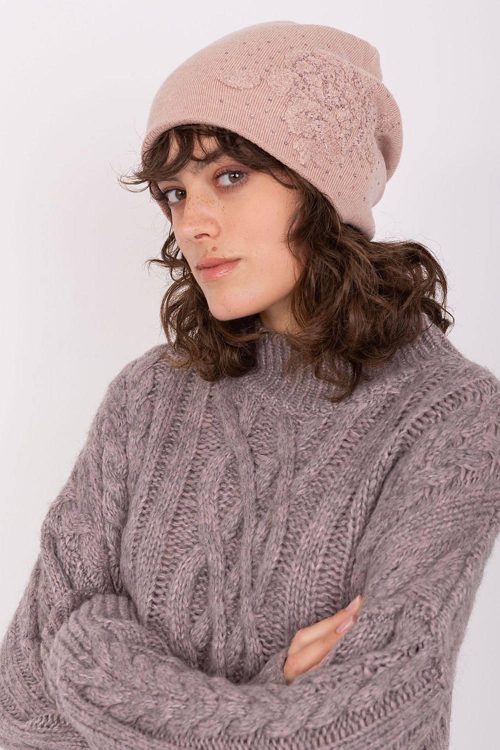 Cashmere Beanie Hat with Rhinestone Detail - Michelle & Kenza Co.