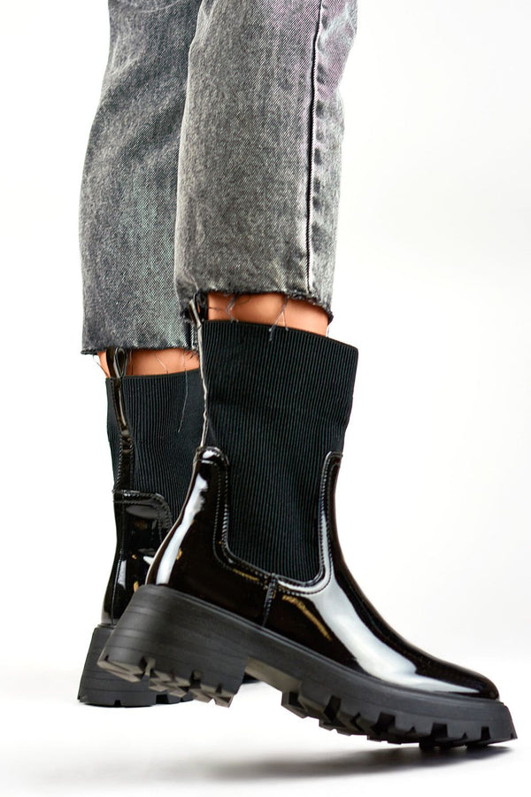 Chic Patent Leather Booties