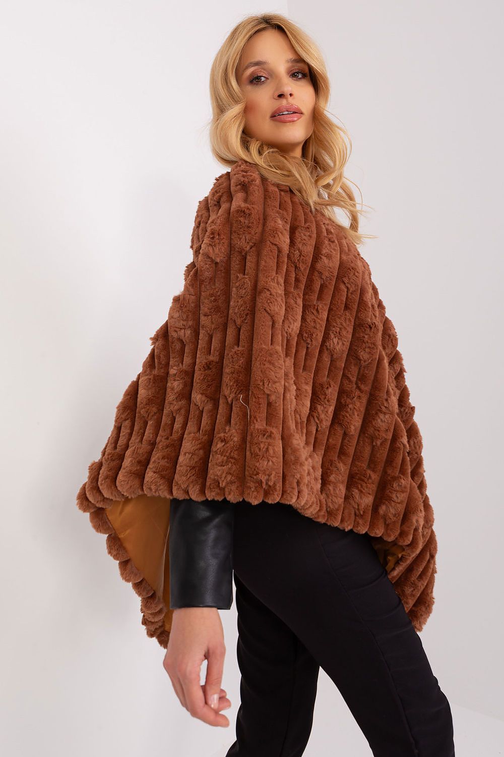 Textured Poncho with Relaxed Fit - Michelle & Kenza Co.